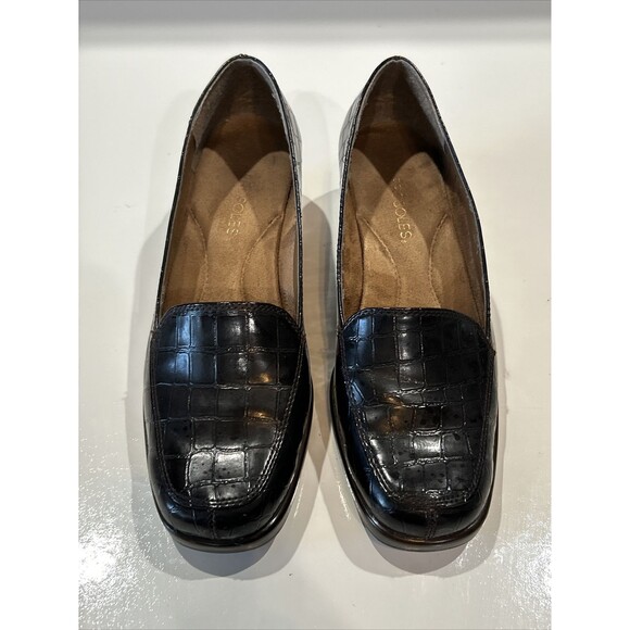 Aerosoles Final Exam Slip On Croc Embossed Wedge Heel Shoes Women's 9 - Picture 1 of 15